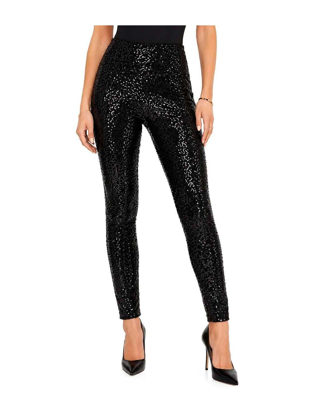 NWT Tipsy Elves Women's Black Sequin High Waisted Leggings Size XS